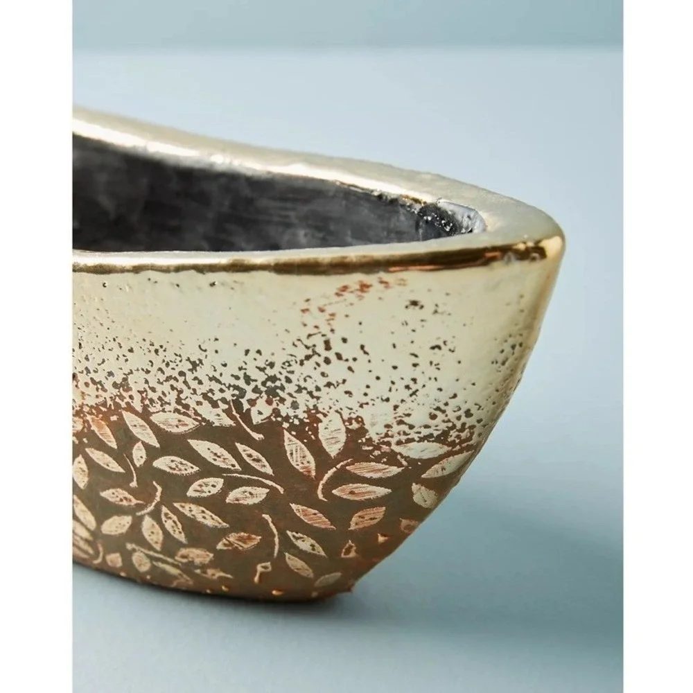 Anthropologie Studio Vine‎ Pot Gold Flake Design Plants Succulent Flower Pot